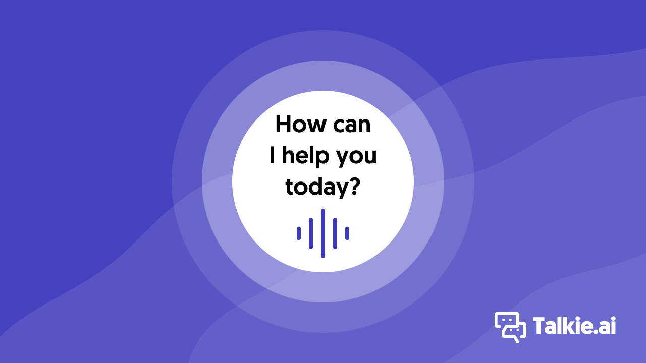 Graphic of an AI virtual agent interface with the prompt "How can I help you today?" displayed in a circular design.