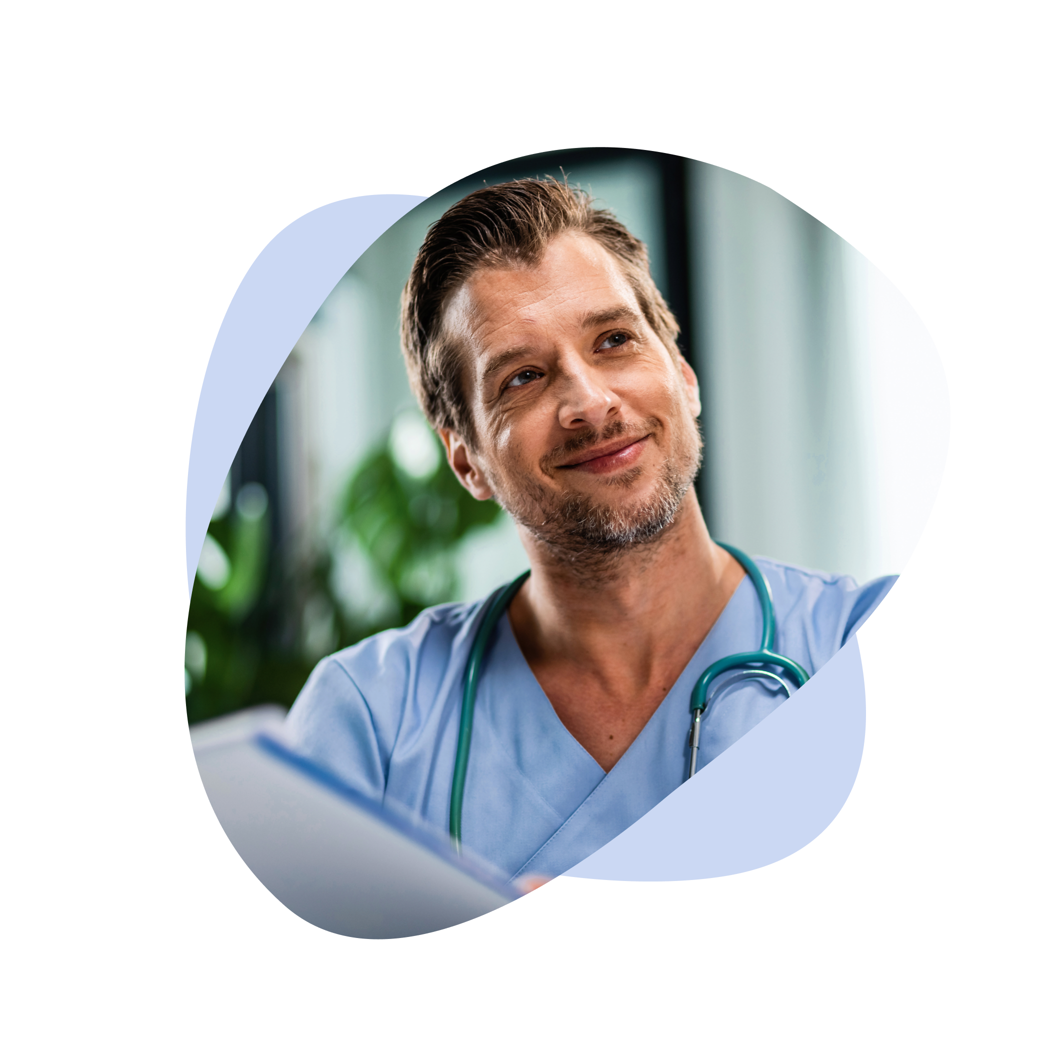 Smiling male doctor talking to his patient while going through medical reports at his office.